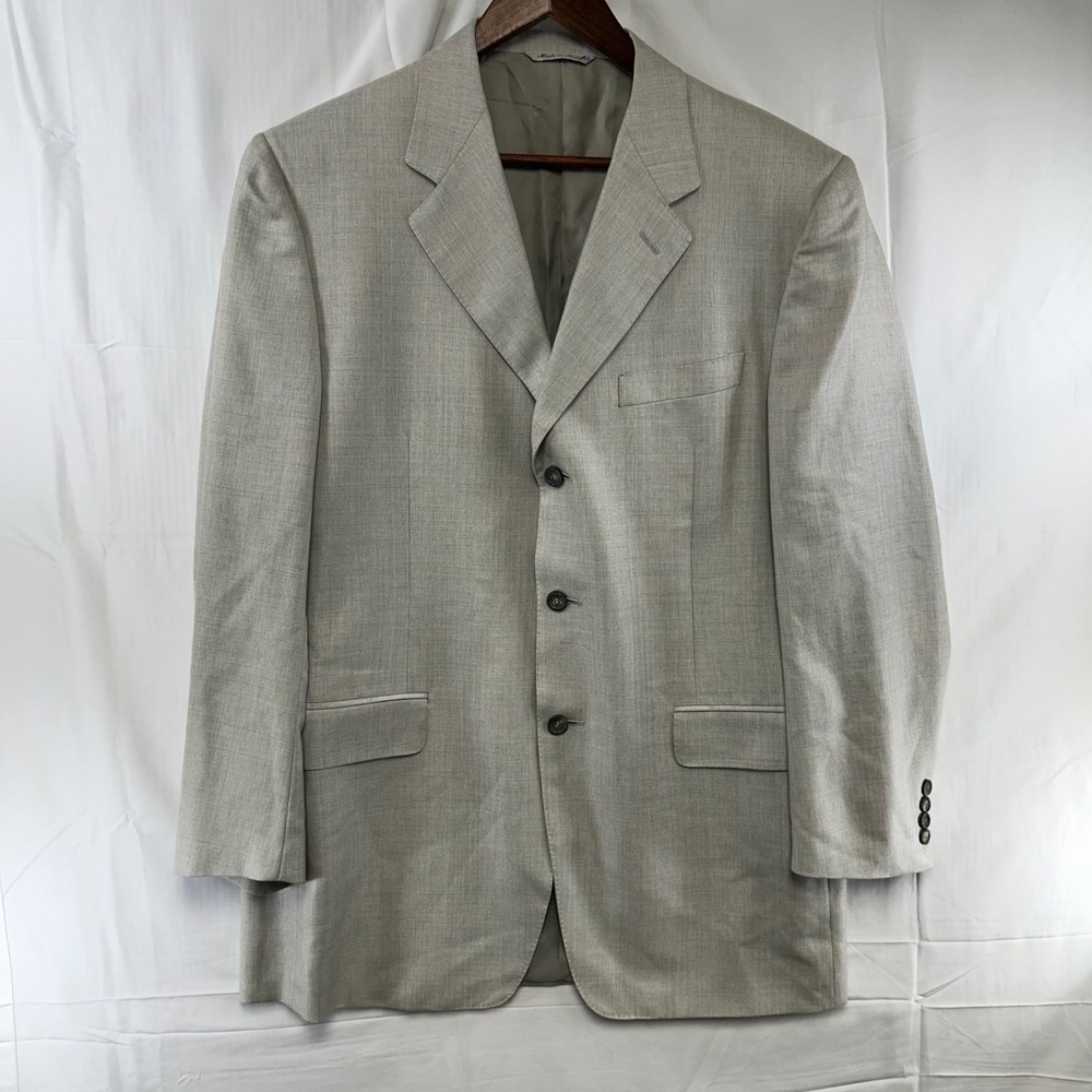Canali Sport Coat Mens EU 52 US 42 Grey Wool Silk Cashmere Herringbone Blazer